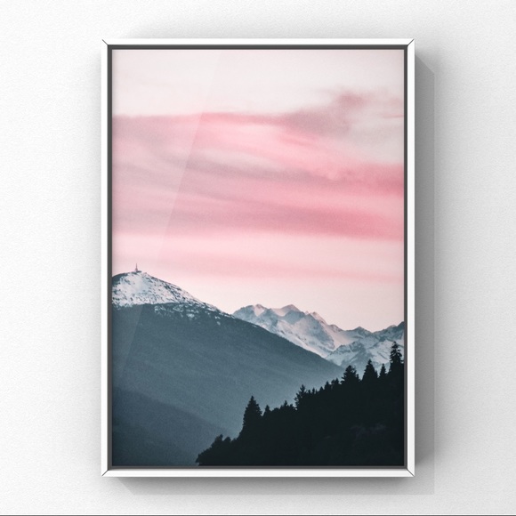 Triad Art & Design Other - Pink and grey modern mountain landscapes art print